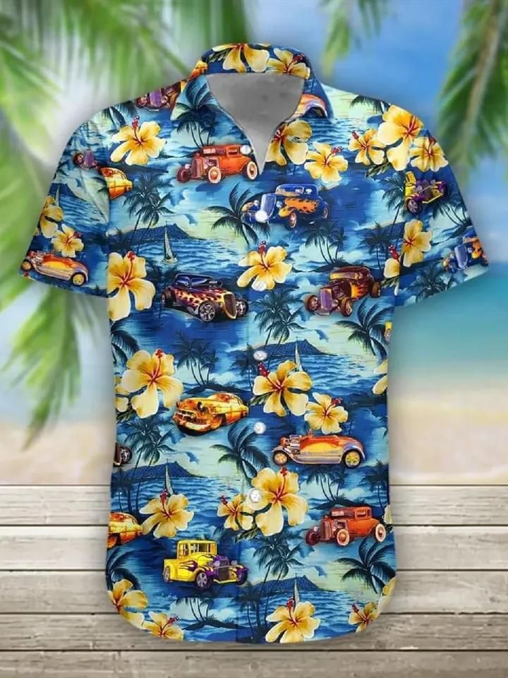 Cars In Aloha Hawaii Shirt Colorful Short Sleeve Summer Beach Casual For Men And Women Ha21442