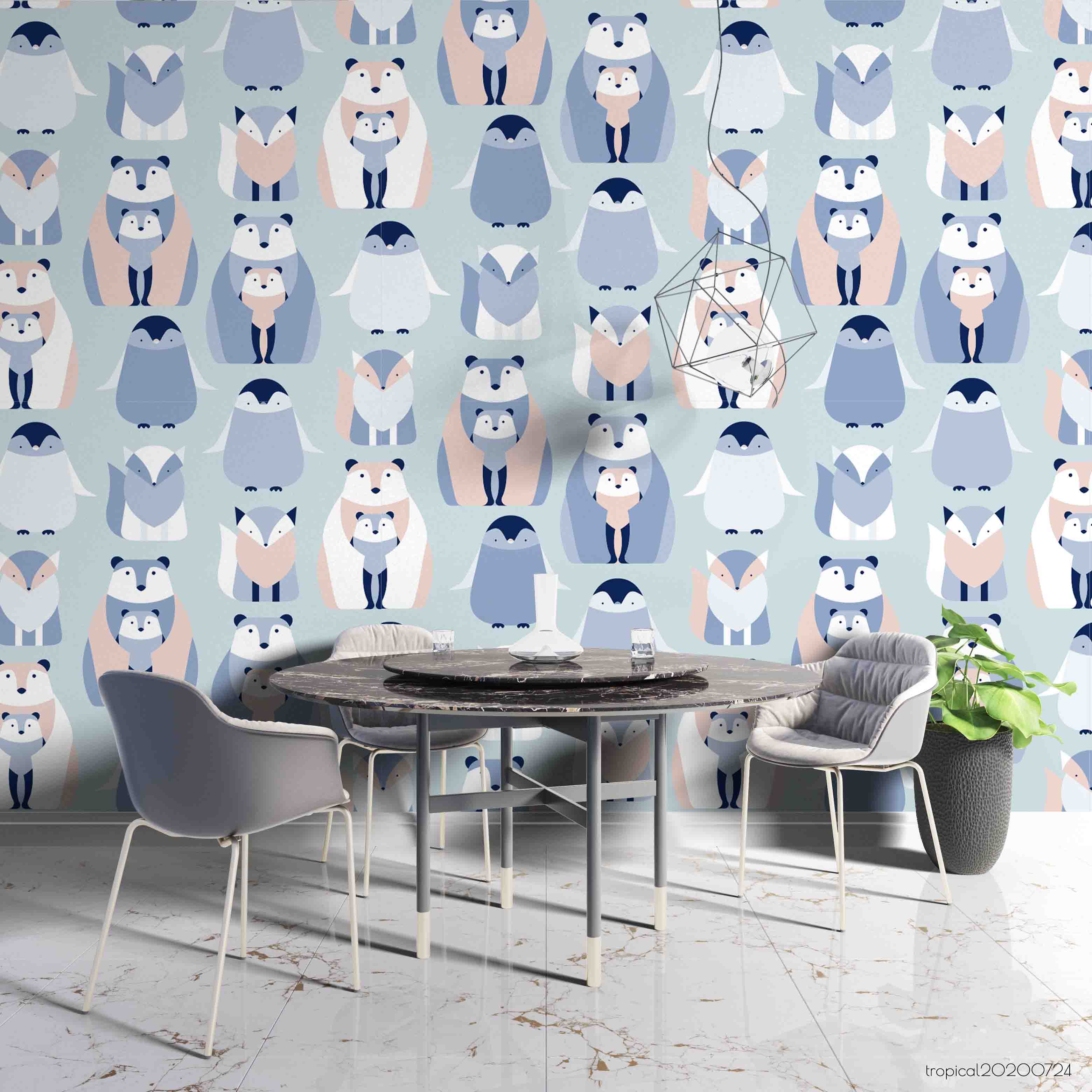 3D Cartoon Blue Penguin Animal Wall Mural Wallpaper Lxl 548