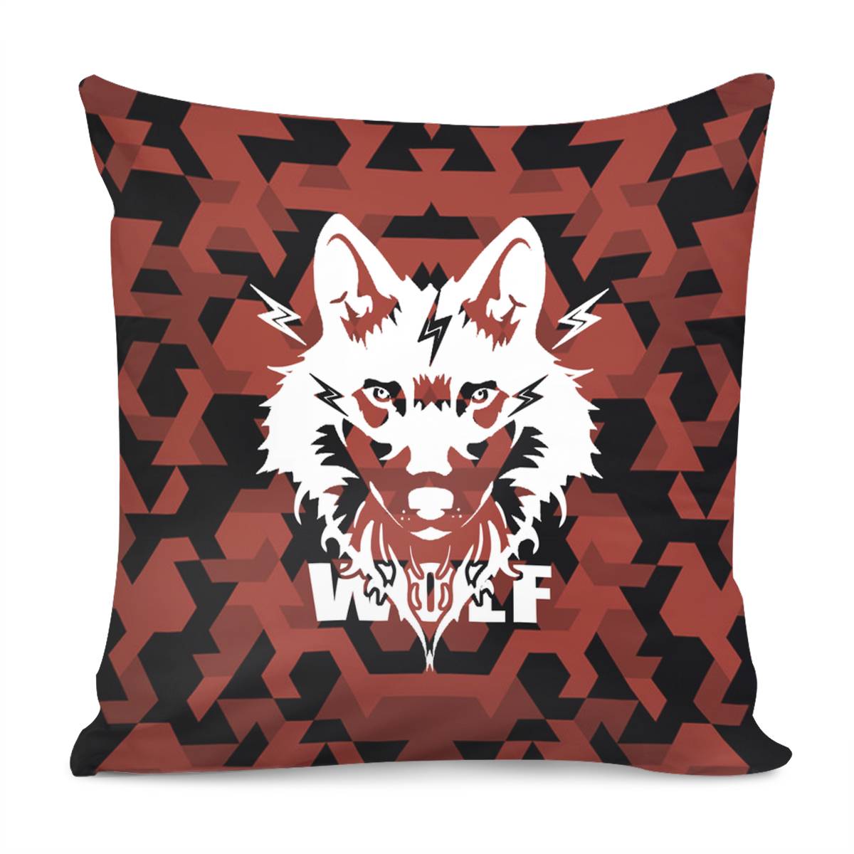 Wolf And Lightning And Camouflage And Animals And Textures Pillow Cover