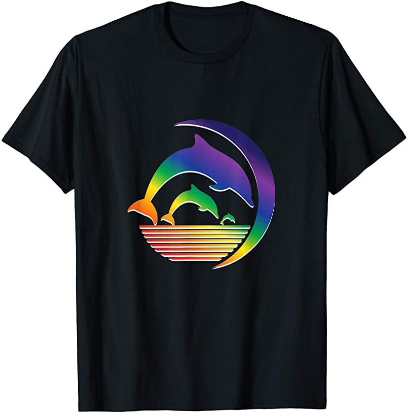 Dolphins in Rainbow Color / Gay Lesbian Pride LGBT T-Shirt