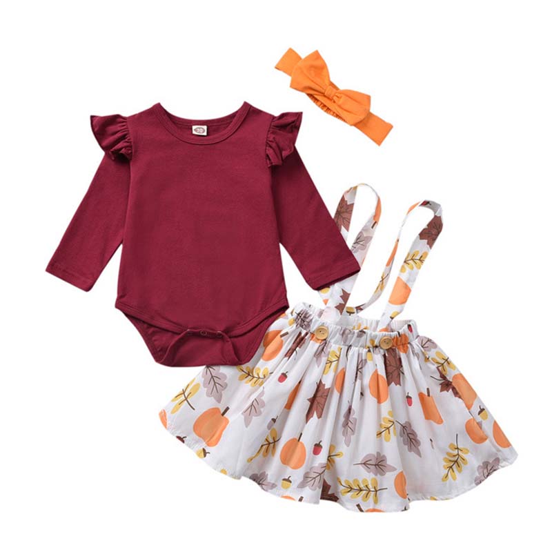 2022 Baby Halloween Costume Kids Girl Clothes Sets Newborn Toddler Romper Pumpkin Strap Dress Children’s Clothing 0 to 2 Years alx