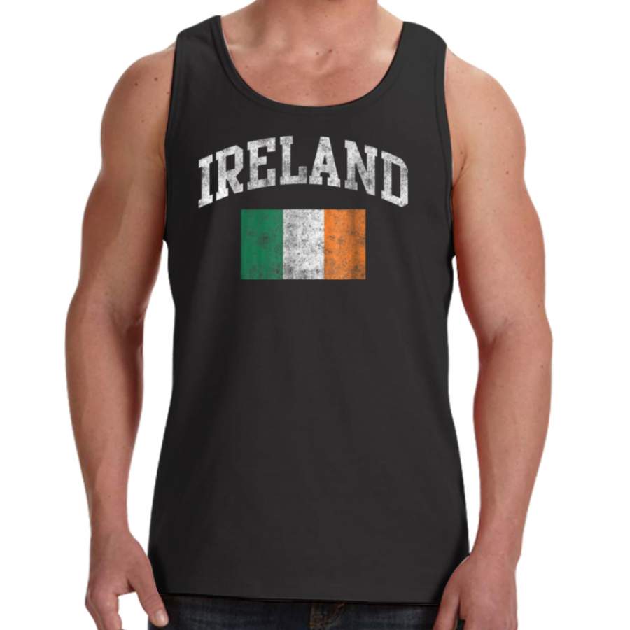 Vintage Ireland Irish Flag Green St Patricks Day T-shirt Men’s Tank Tops