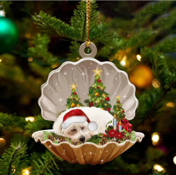 Maltese3-Sleeping Pearl In Christmas Two Sided Ornament