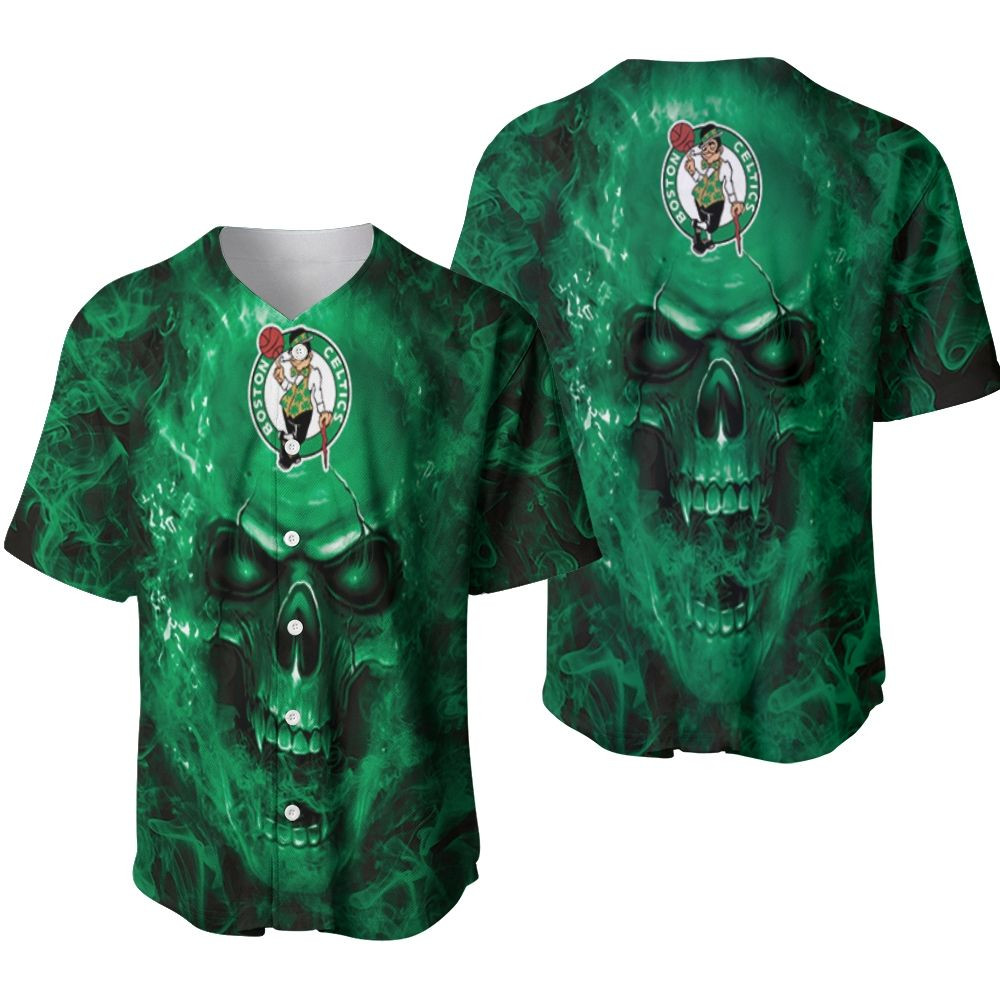 Boston Celtics NBA Fan Skull Baseball Jersey