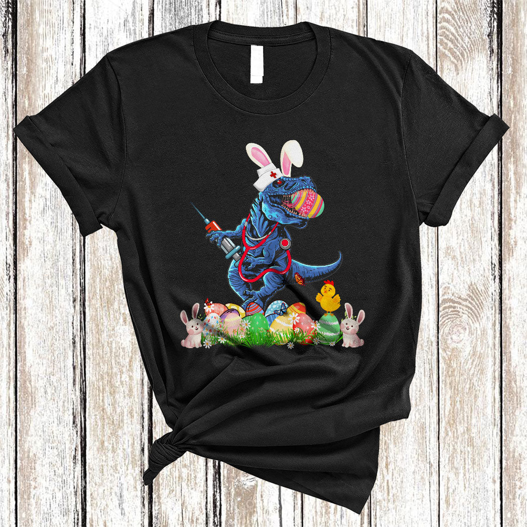 Bunny T-Rex Nurse Funny Easter Day Eggs Hunting Bunny T-Rex Nurse Nursing Lover Gifts T-Shirt