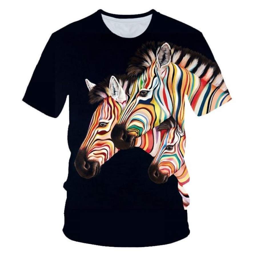 New Autumn Style Creative Women Men T-shirt Black And White Zebra Print Loose Tops