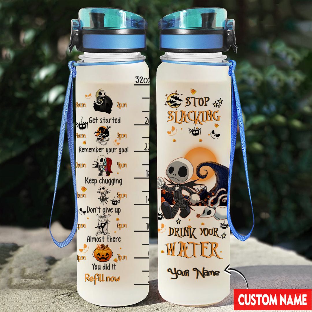 Chibi Jack Skellington Custom Name Water Tracker Bottle