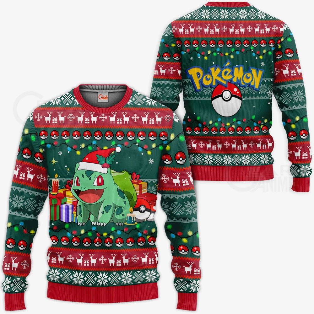 Bulbasaur Ugly Christmas Sweater Pokemon Anime Xmas Gift Va11 Unisex Men Women