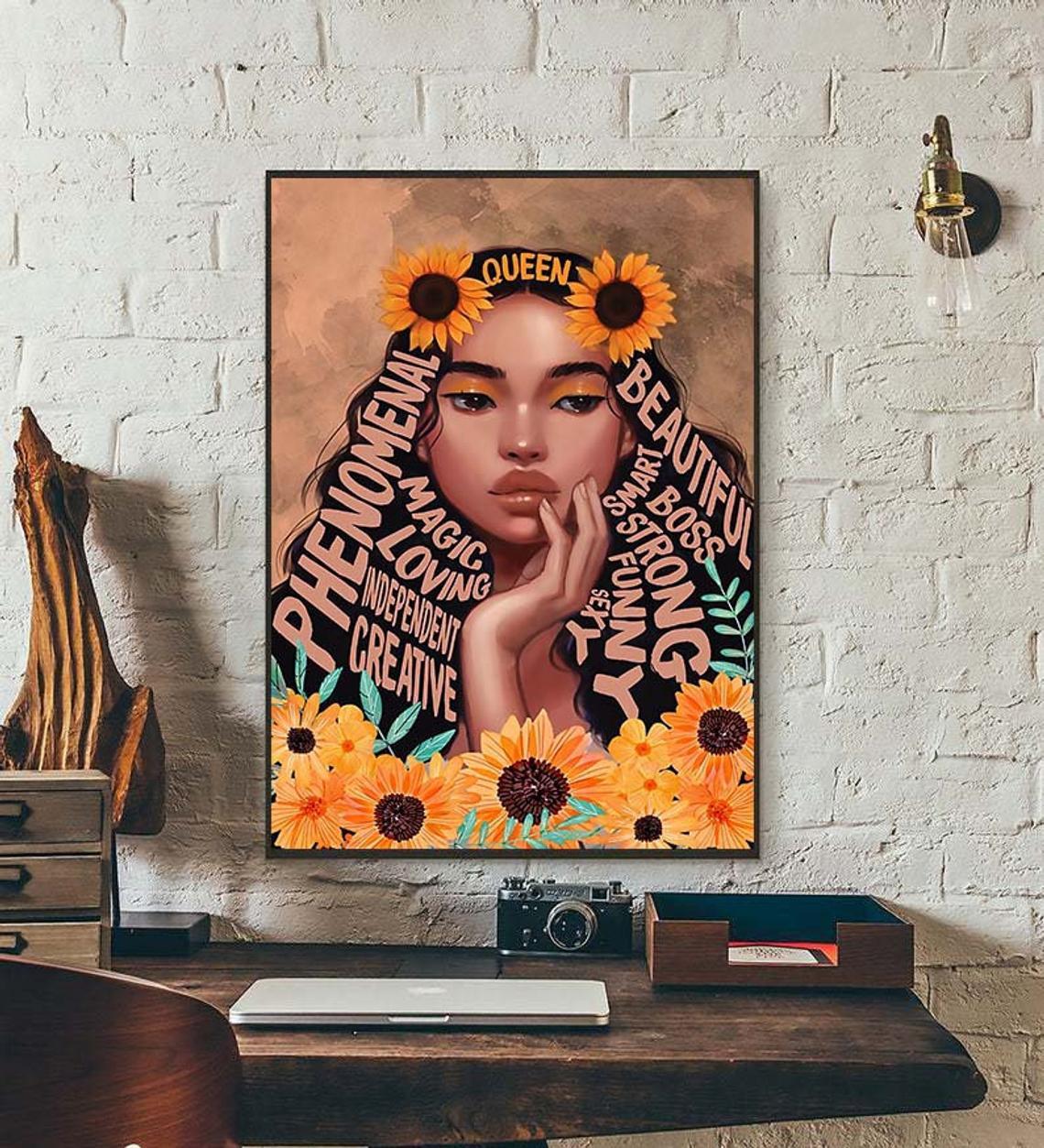 I Am Black Women Poster, Black Queen Girl Art Black Women’S Art, Black Woman Canvas And Poster