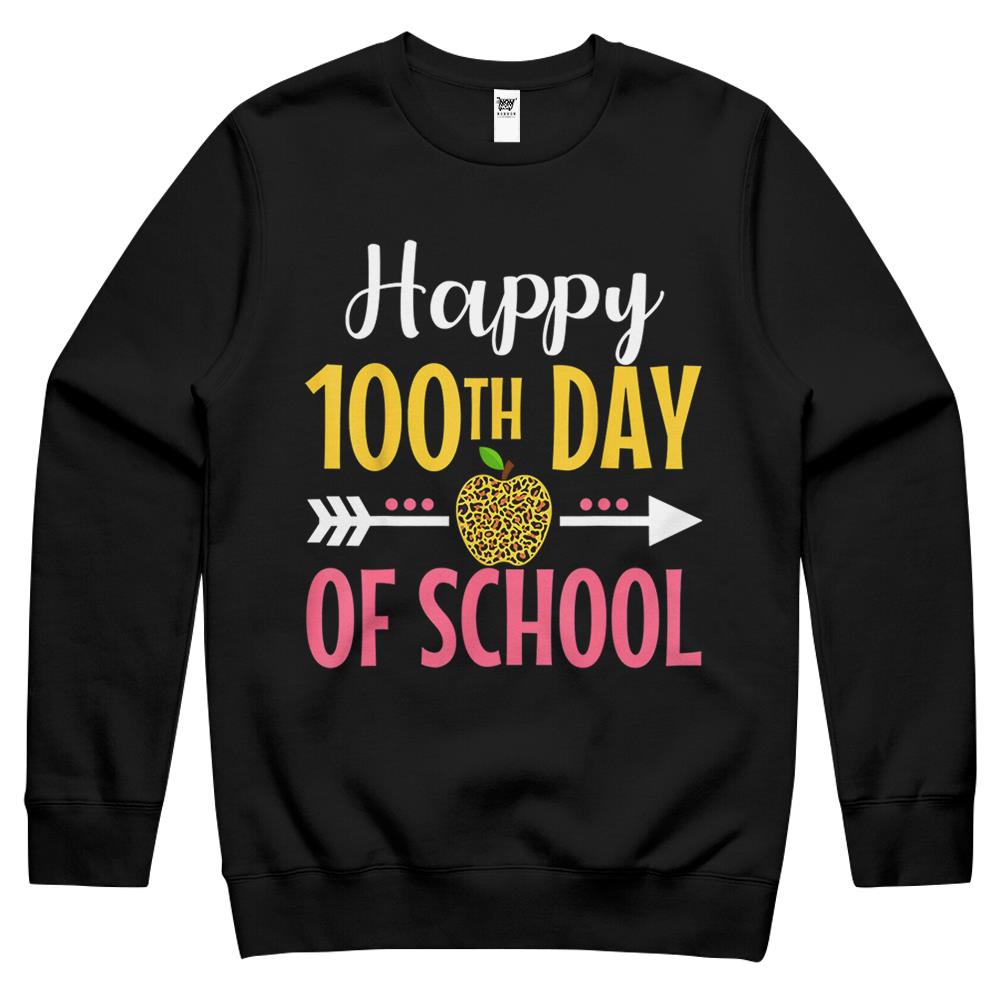 100Th Day Of School Long Sleeve Shirt Happy 100 Days Teacher Crewneck Sweatshirt