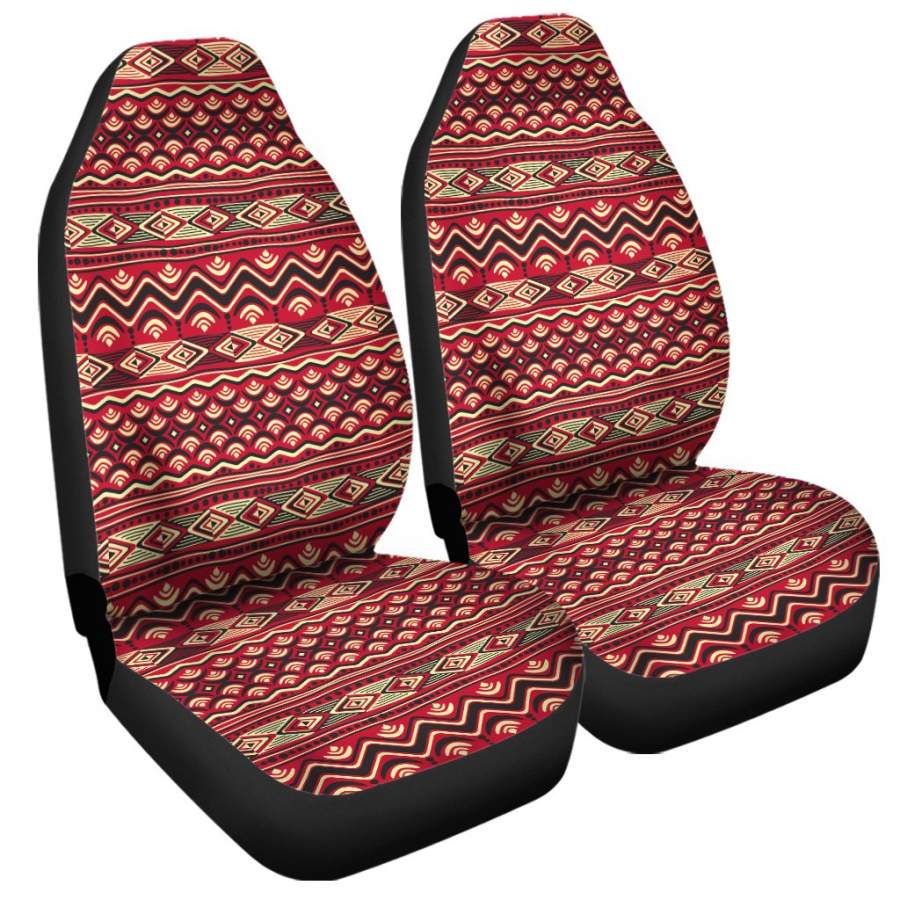 Red African Tribal Pattern Print Universal Fit Car Seat Covers