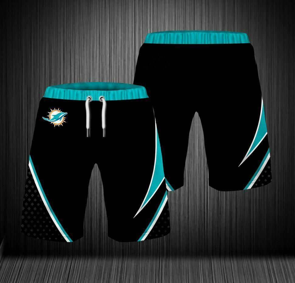 2020 Miami Dolphins Summer Beach Shorts Mens Cool Loose Sport Short Pants 3D Swim Trunks