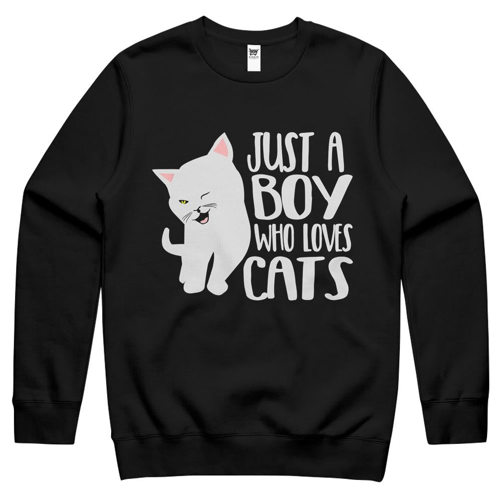 Animal Lover – Just A Boy Who Loves Cats Crewneck Sweatshirt