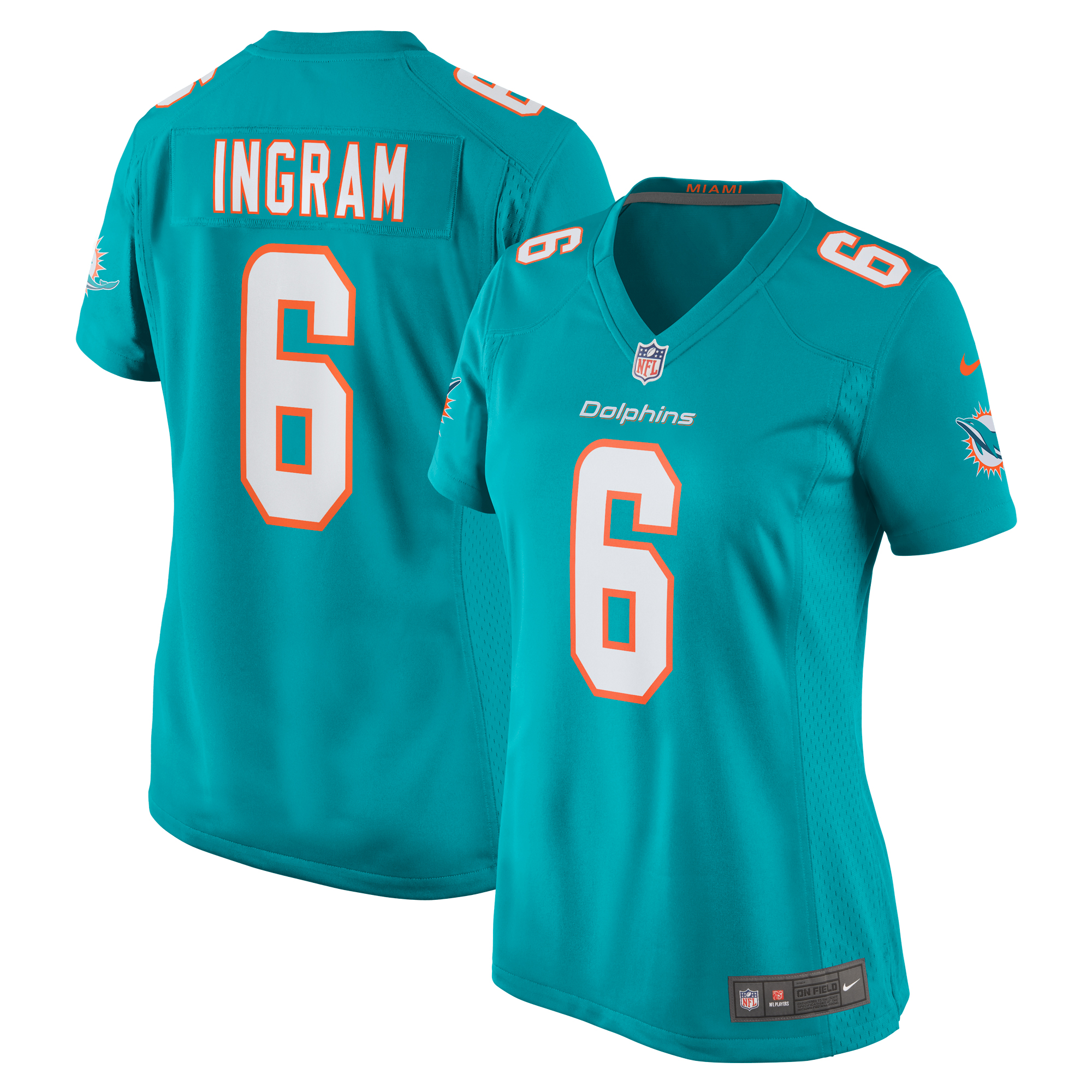 Melvin Ingram Miami Dolphins Women's Home Game Player Jersey – Aqua