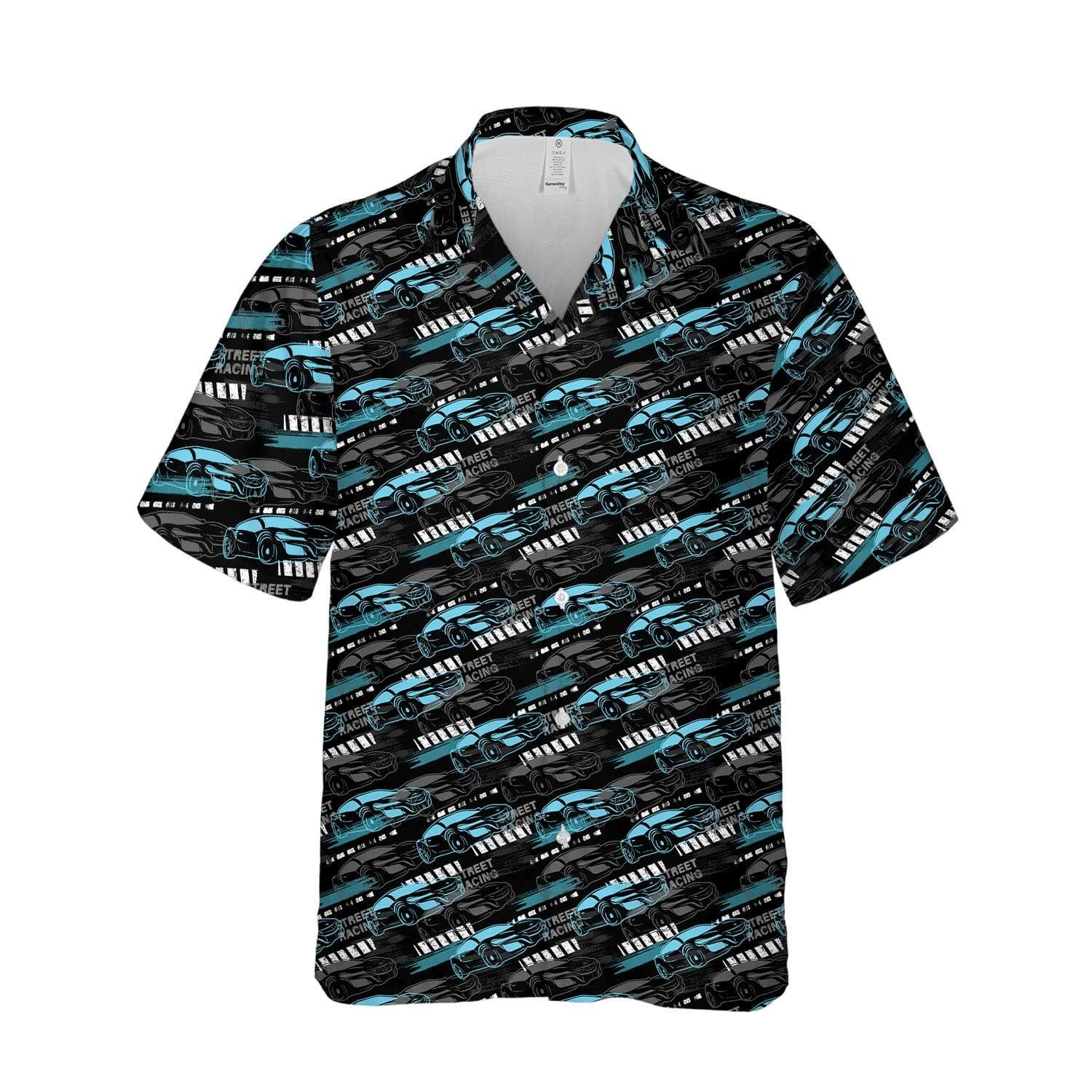 Racing Car Hawaii Shirt Sport Cars Street Pattern Black Blue Aloha Ha50214