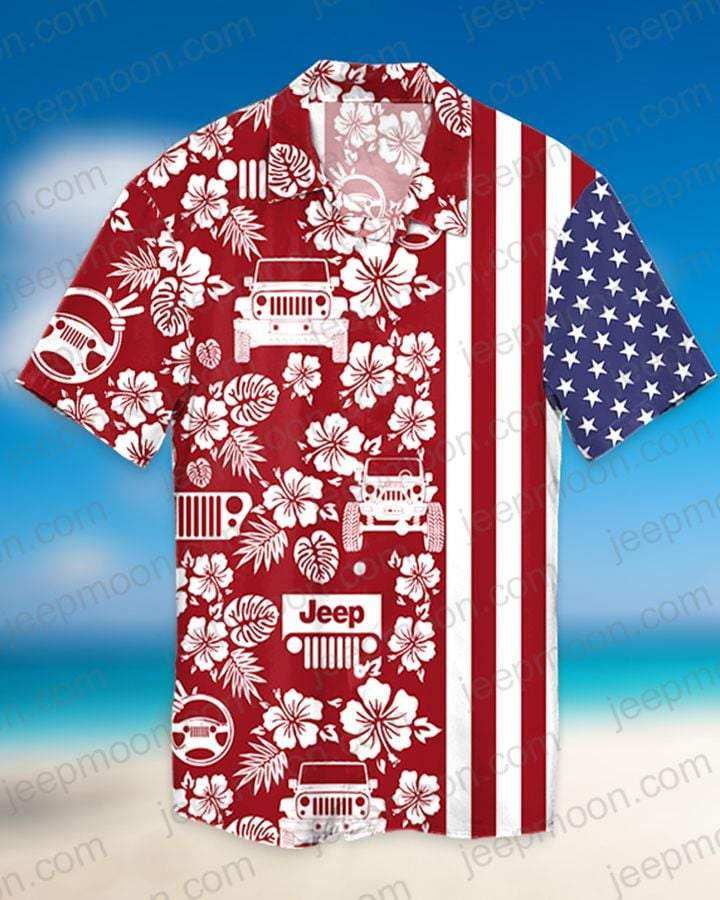 Jeep Flower American Flag Hawaii Aloha Shirts Kv Ha81084