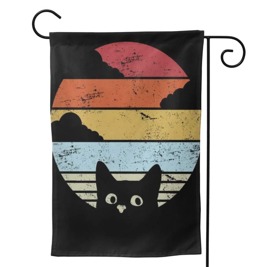 2 Pcs Garden Flag Vintage Sunset Cat Horizontal Poster 12.5″x18″ -Mothers Day, Birthday Gifts for Mom, Dad, Wife, Husband, Daughters, Grandma, Friends