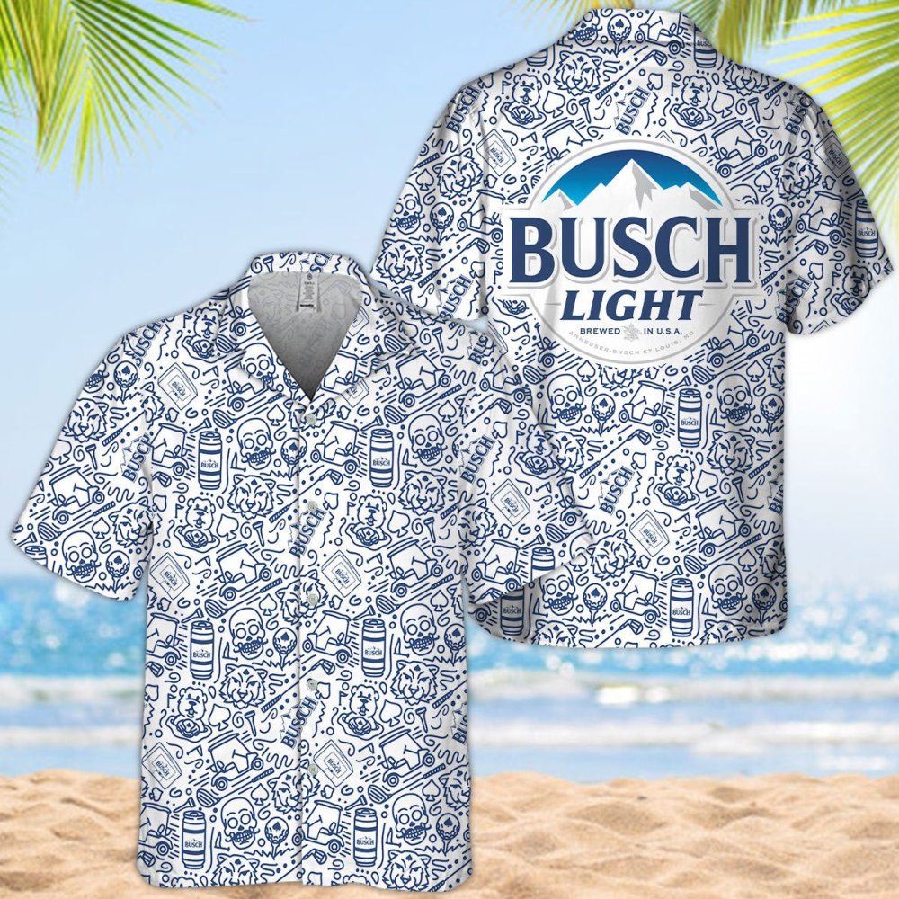 Busch Light Summer Doodle Art Hawaiian Shirt