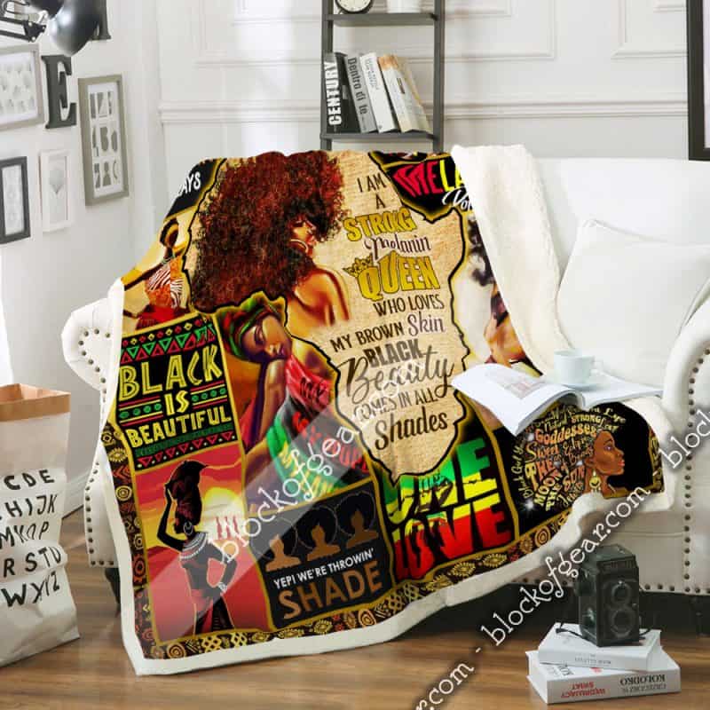 Strong Melanin Queen Melanin, African American Premium Quilt Blanket Size Throw, Twin, Queen, King, Super King