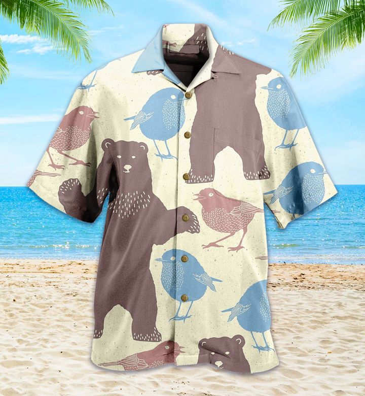 Bear And Bird Yellow Hawaii Shirt Ha19549