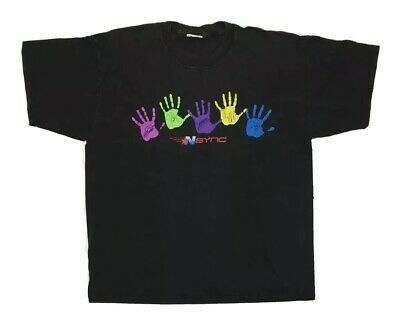 Vintage 90s 00s N Sync Nsync Boy Band Handprint Shirt 2 Sided Justin Timberlake 1747