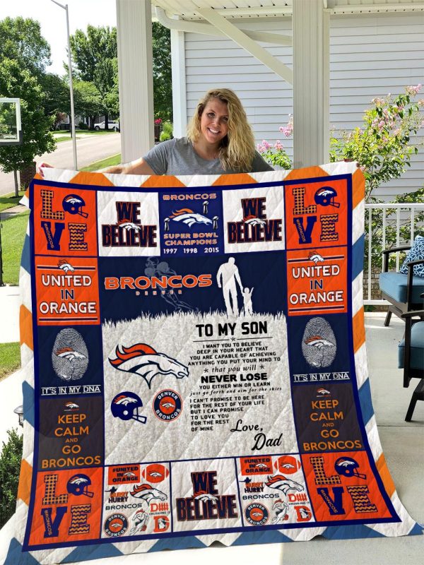 Denver Broncos Quilt Blanket I1D2