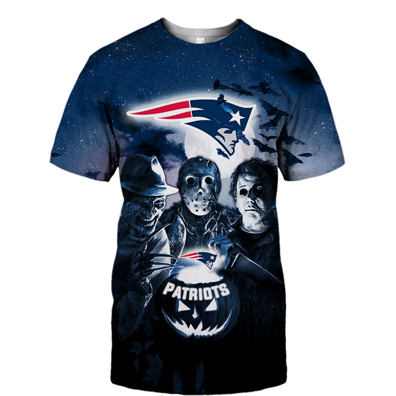 New England Patriots T Shirt 3D Halloween Horror Night T Shirt