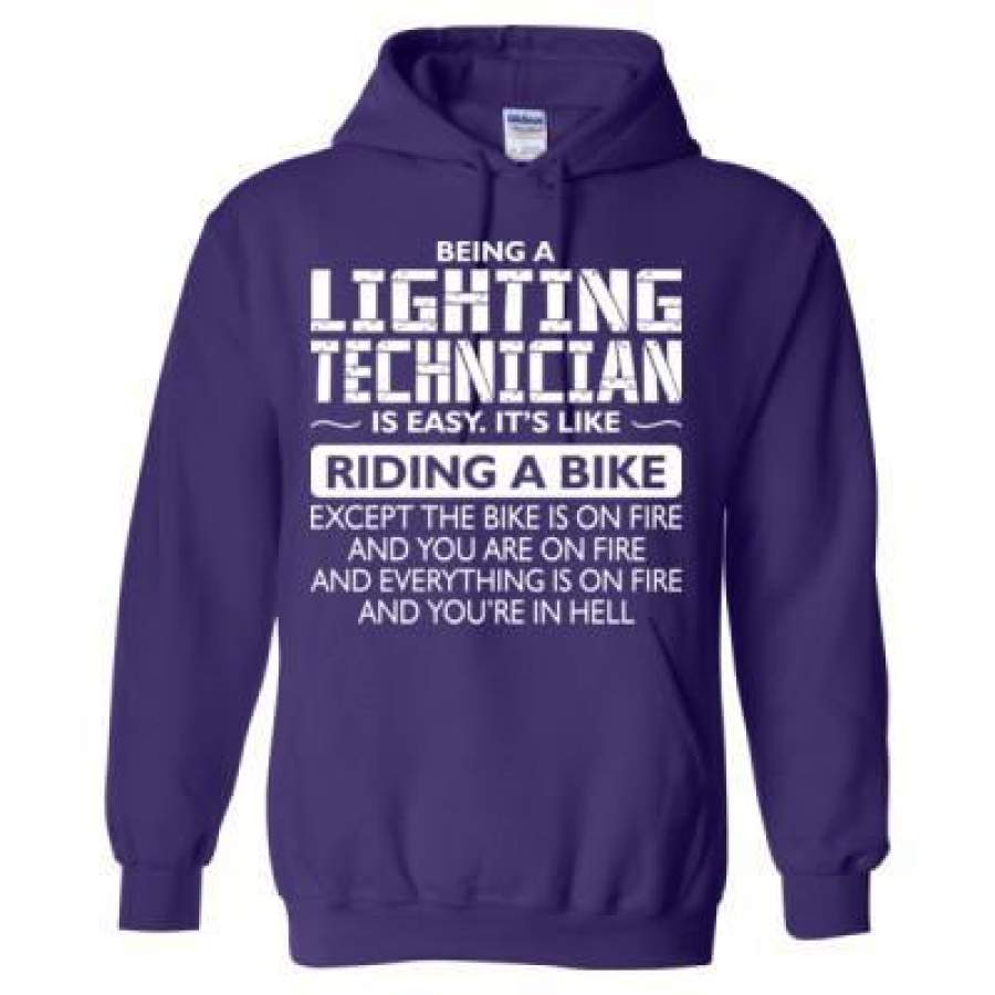 AGR Being A Lighting Technician Is Easy Its Like Riding A Bike Except The Bike Is On Fire – Heavy Blend™ Hooded Sweatshirt