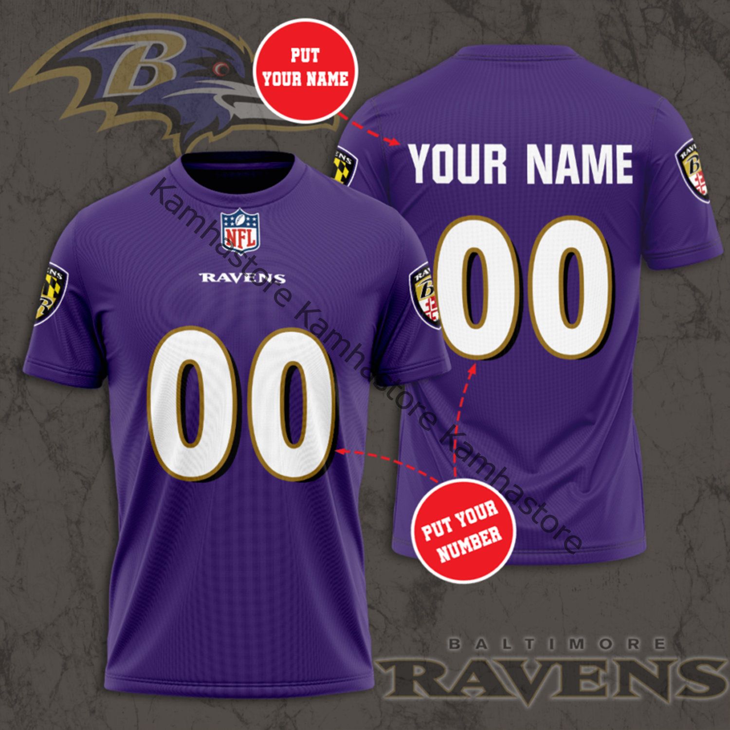 Baltimore Ravens All Over Printed Shirt Baltimore Ravens Full