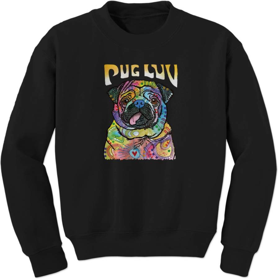 Pug Luv Puppy Love Neon Adult Crewneck Sweatshirt