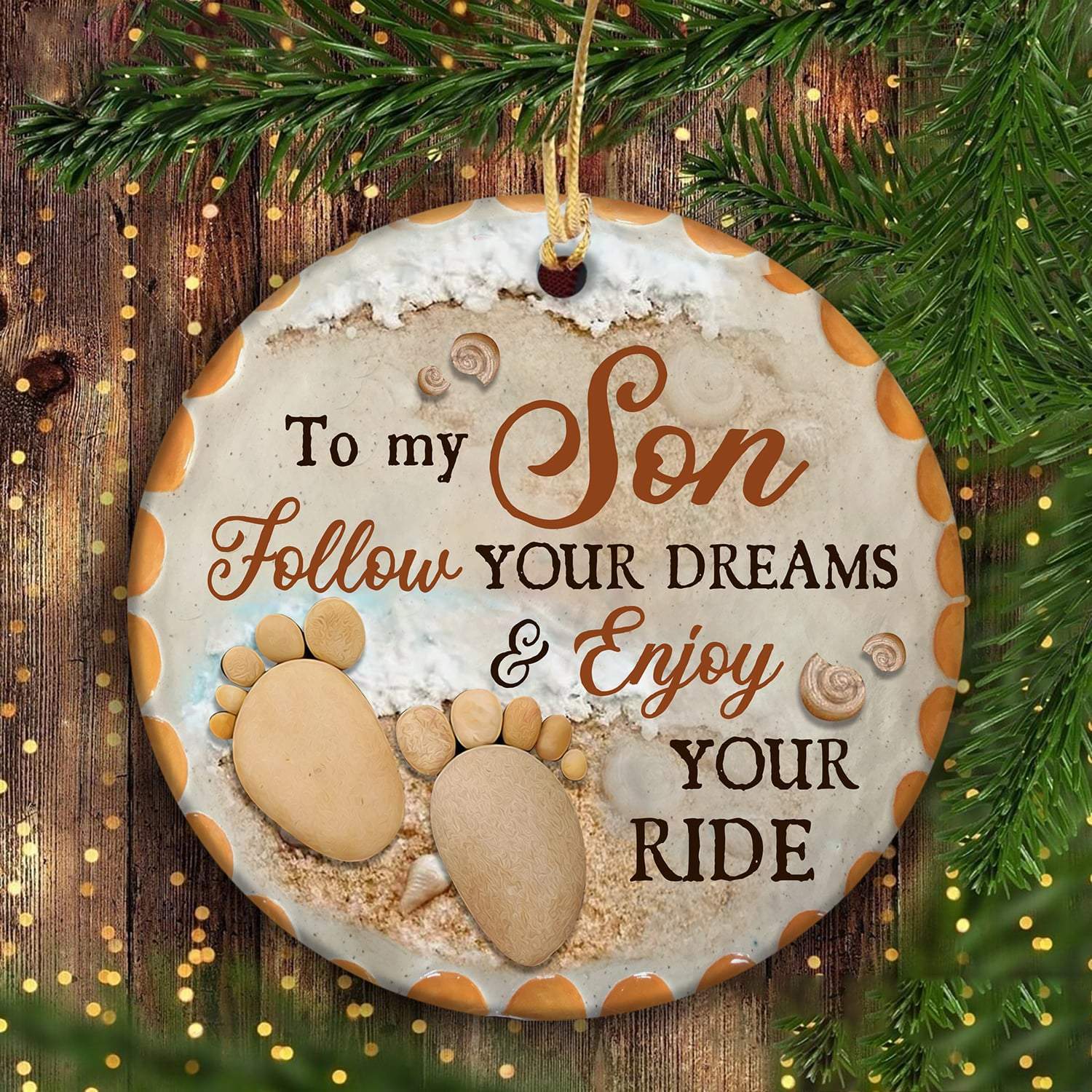 To My Son Follow Your Dream Circle Ceramic Ornament Gift For Son Porcelain Ceramic Home Decorations Ornament Pendant Christmas Tree