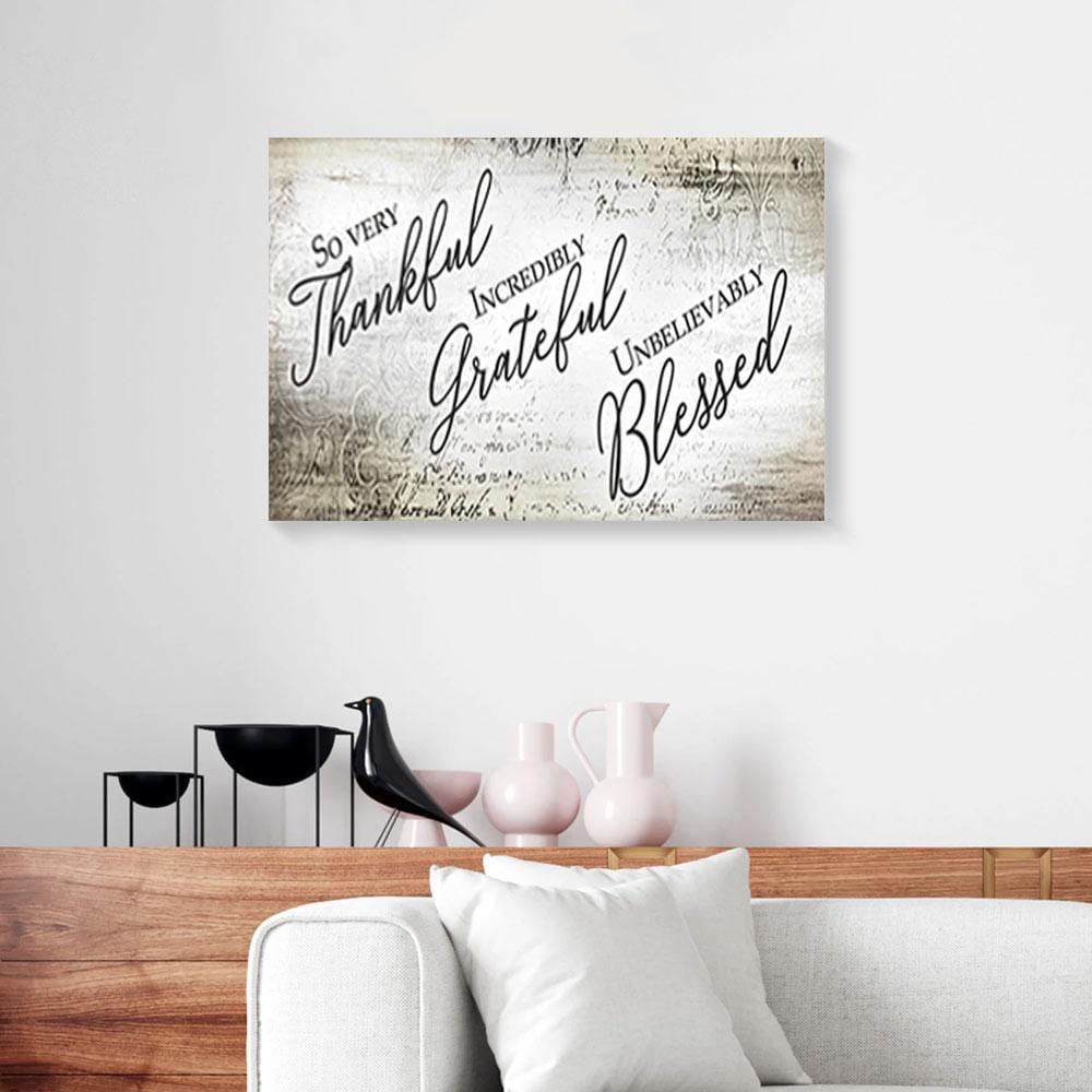 Canvas Painting So Thankful Grateful Unbelievably Blessed Vintage Christian Canvas Home Decor Canvas