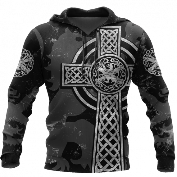 Unisex Hoodie All Over Print Lion Gifts Scottish Lion Celtic Cross Grey Us Unisex Size Hoodie