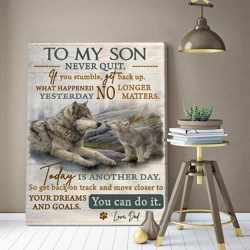 To My Son Wolf Wall Art Canvas Gift For Family, Wall Art Decor, Canvas Print, Home Decor