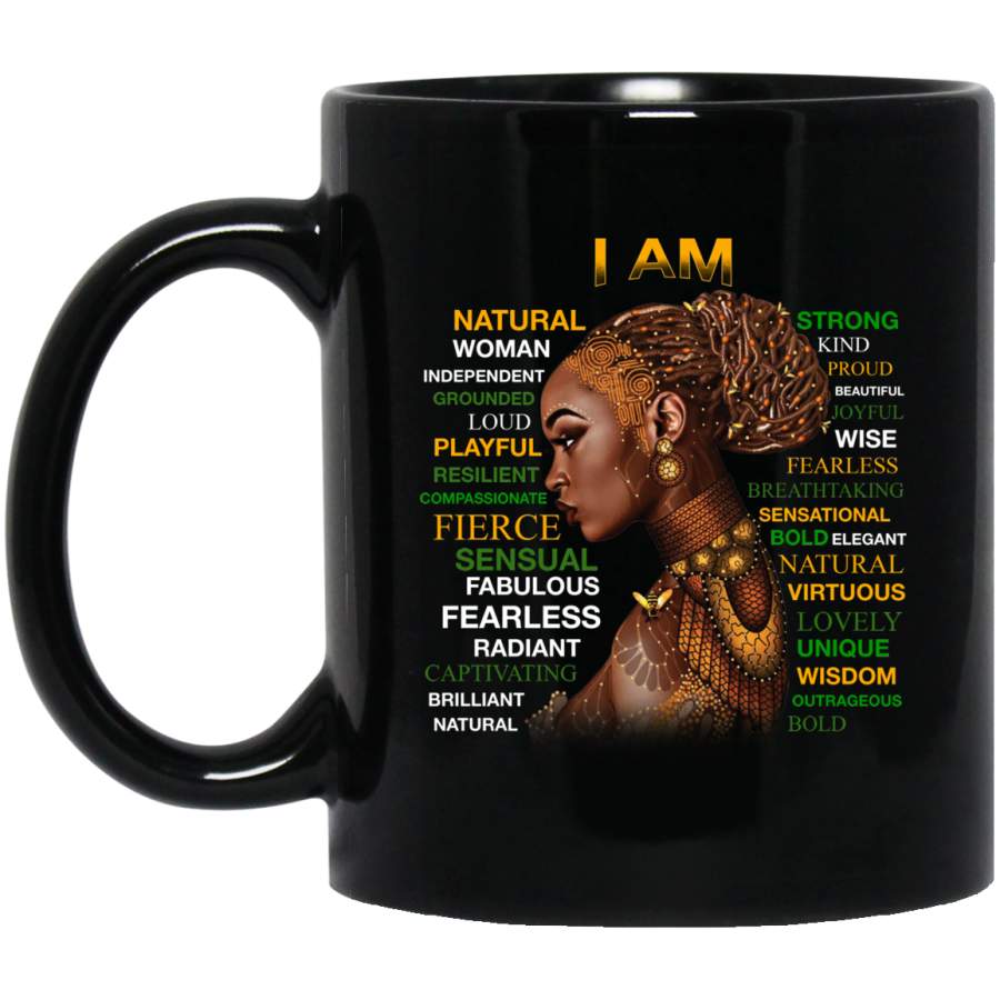 African American Coffee Mug Natural Woman Wise Fearless With Bee 11oz – 15oz Black Mug