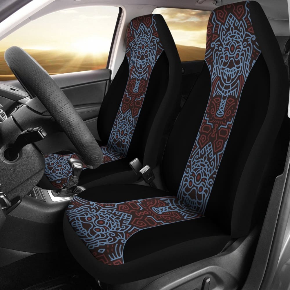 Boho Aztec Elephant Black Blue Car Seat Covers 101819