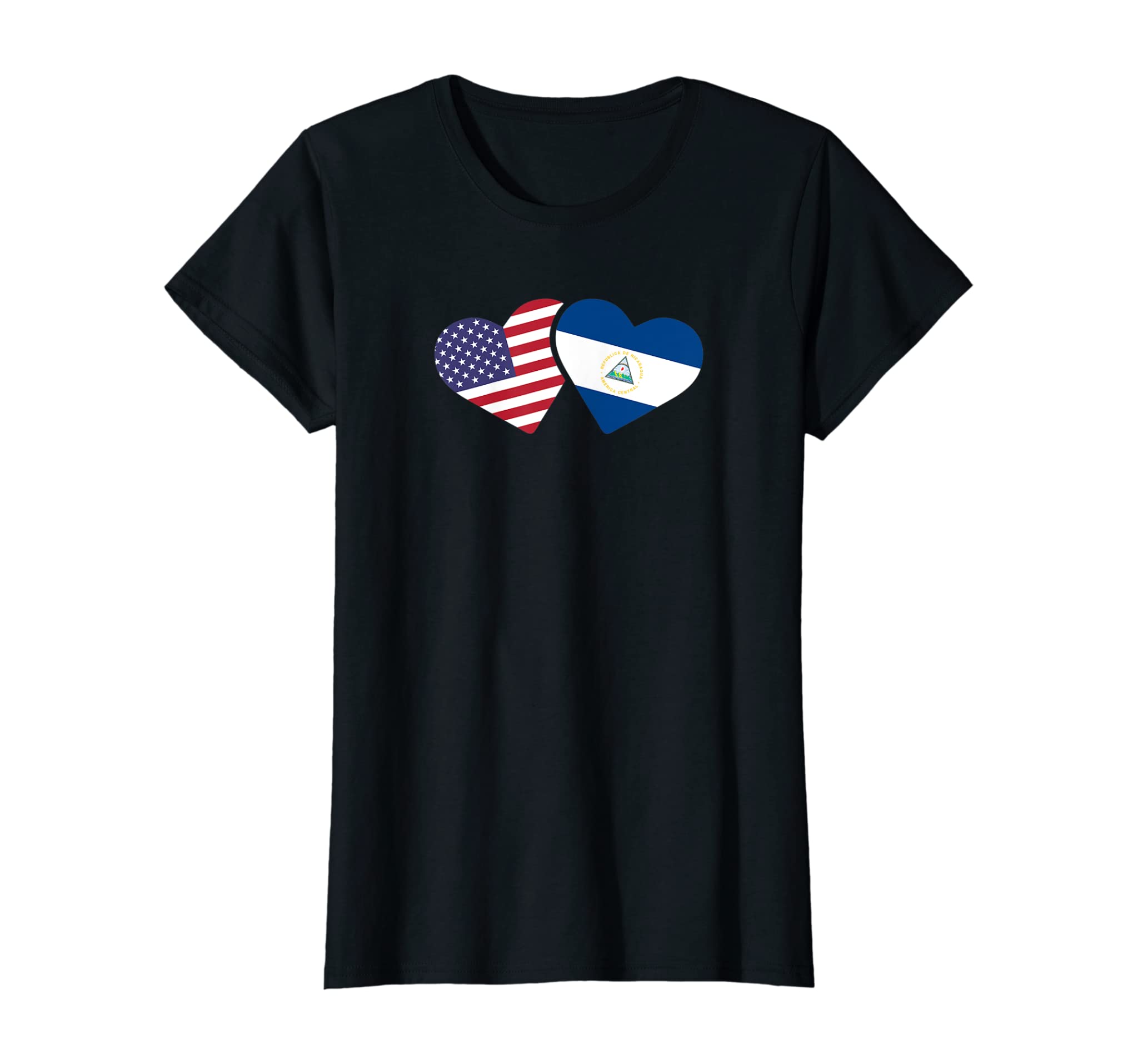 Womens Nicaragua USA Flag T Shirt Heart Nicaraguan Americans Love