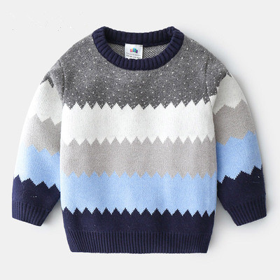 2022 Winter New 3 4 5 6 7 8 9 10 12 Years Children Handsome Pullover Knitted Tops Mix Color Patchwork Sweater For Kids Baby Boy alx