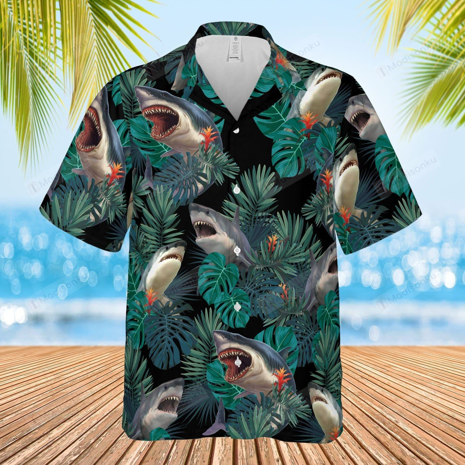 Shark Green Tropical Hawaiian Shirts