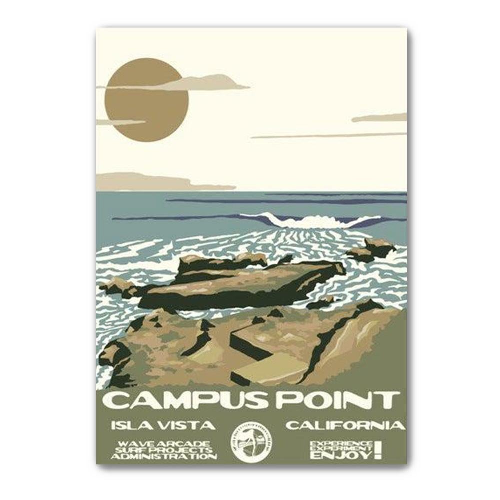 Campus Point, Isla Vista Ca, National Parks Style Gift For Beach Lovers, Surfing Poster Wall Decor, Poster Gift Decor Home Decor Wall Art Visual Art