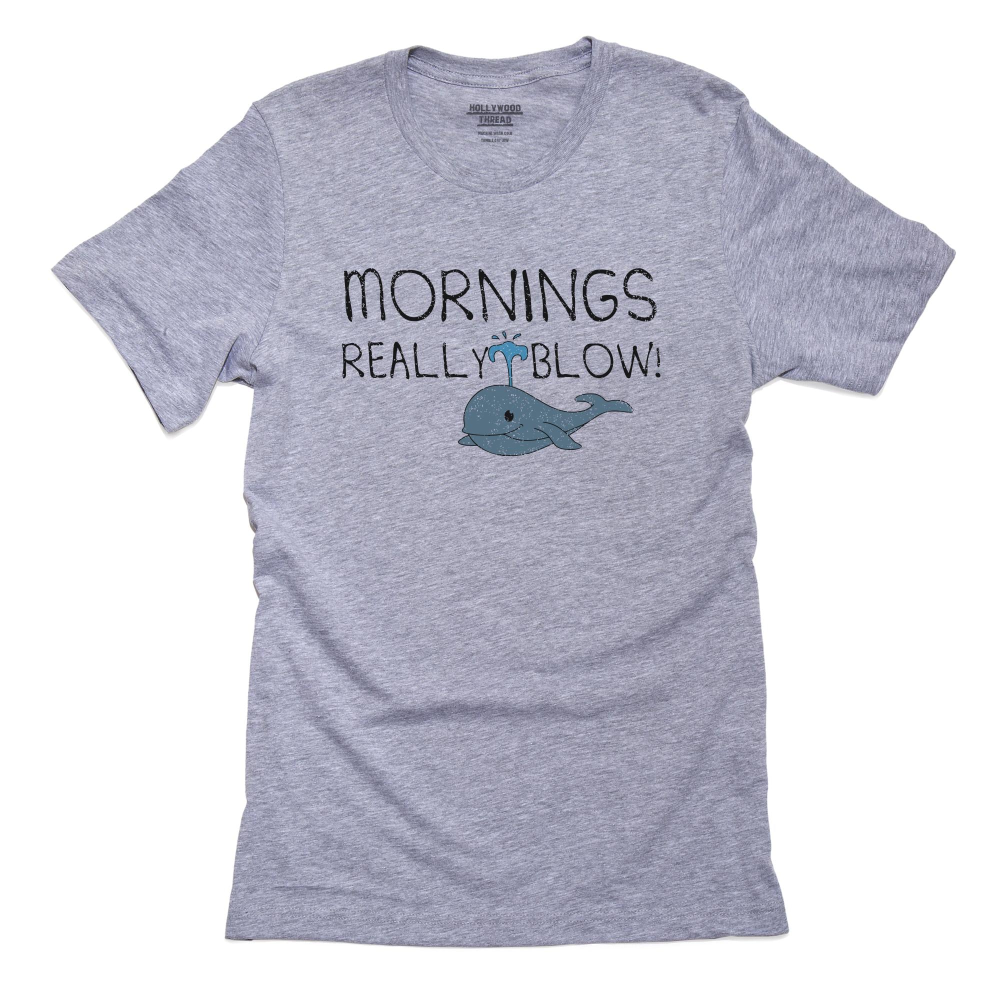 Mornings Really Blow! – Whale Hates Mornings T-Shirt, Framed Print, Pillow, Golf Towel