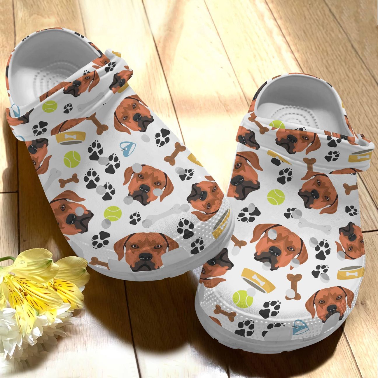 Dog Personalize Clog, Custom Name, Text, Fashion Style For Women, Men, Kid, Print 3D Rhodesian Ridgeback V1