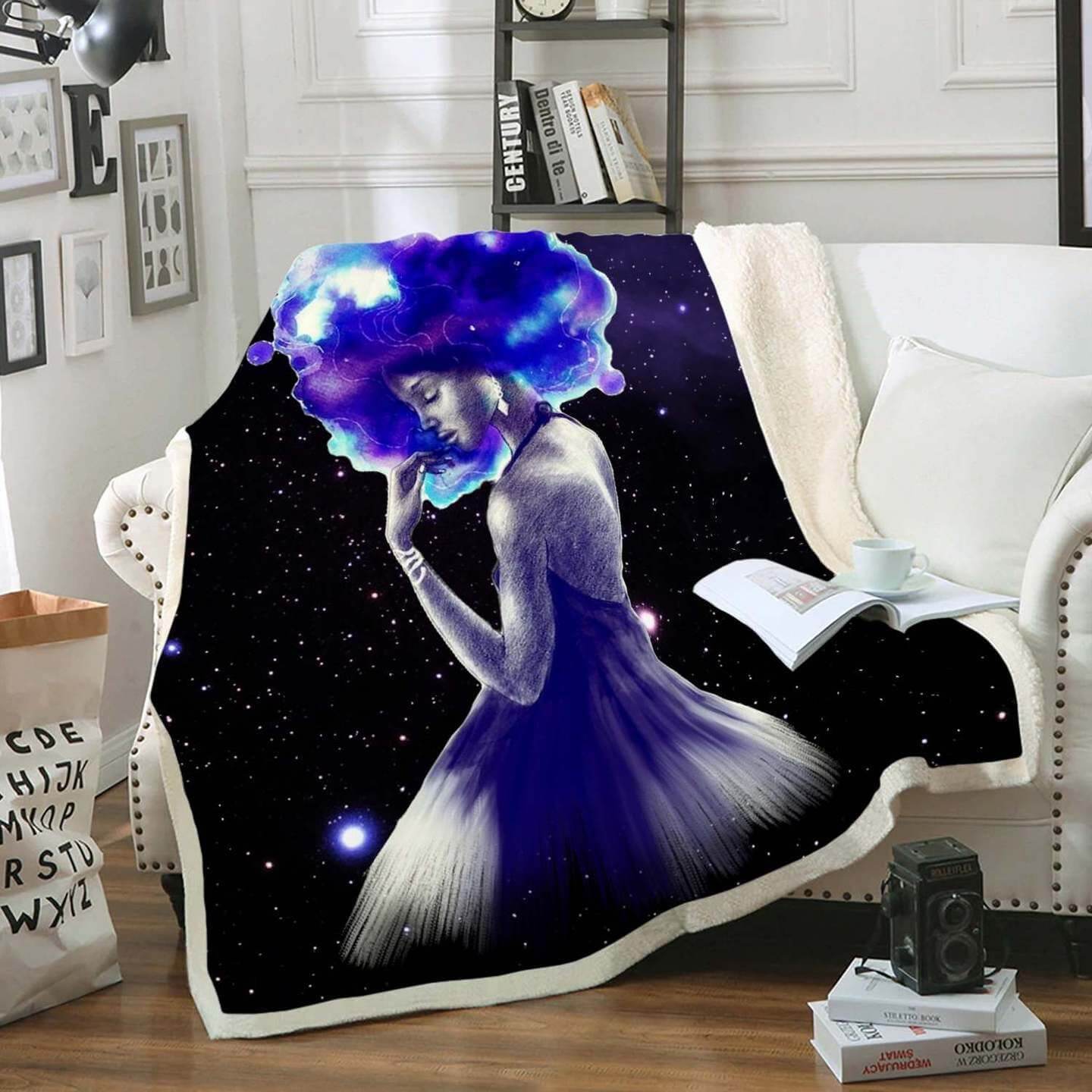 African American Blankets And Prints Black Girl Magic Art Fleece Blanket Afro Beauty Magic Girl Fleece Blanket