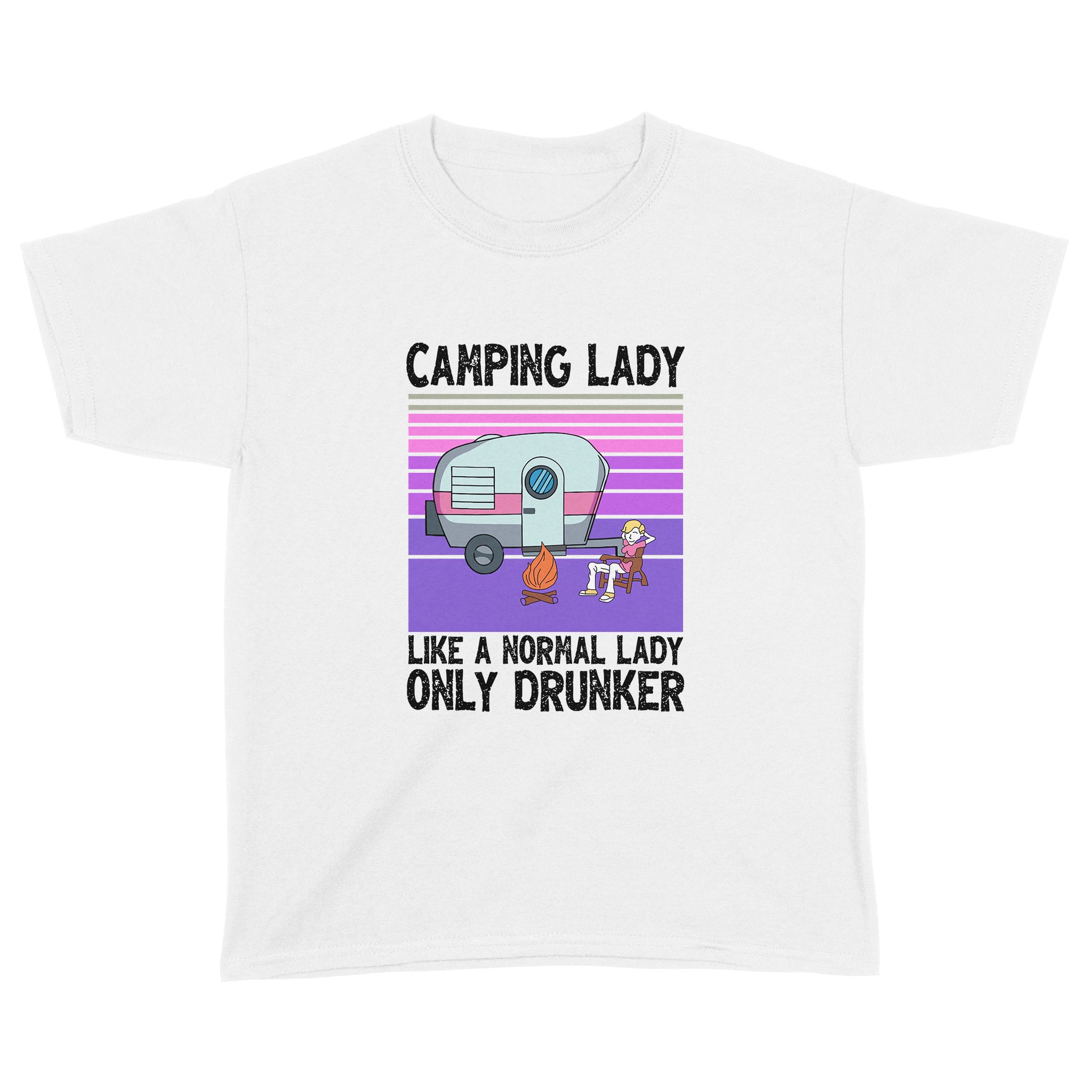 Camping Lady Like A Normal Lady Only Drunker Vintage Shirt Camper Graphic Tee – Standard Youth T-Shirt