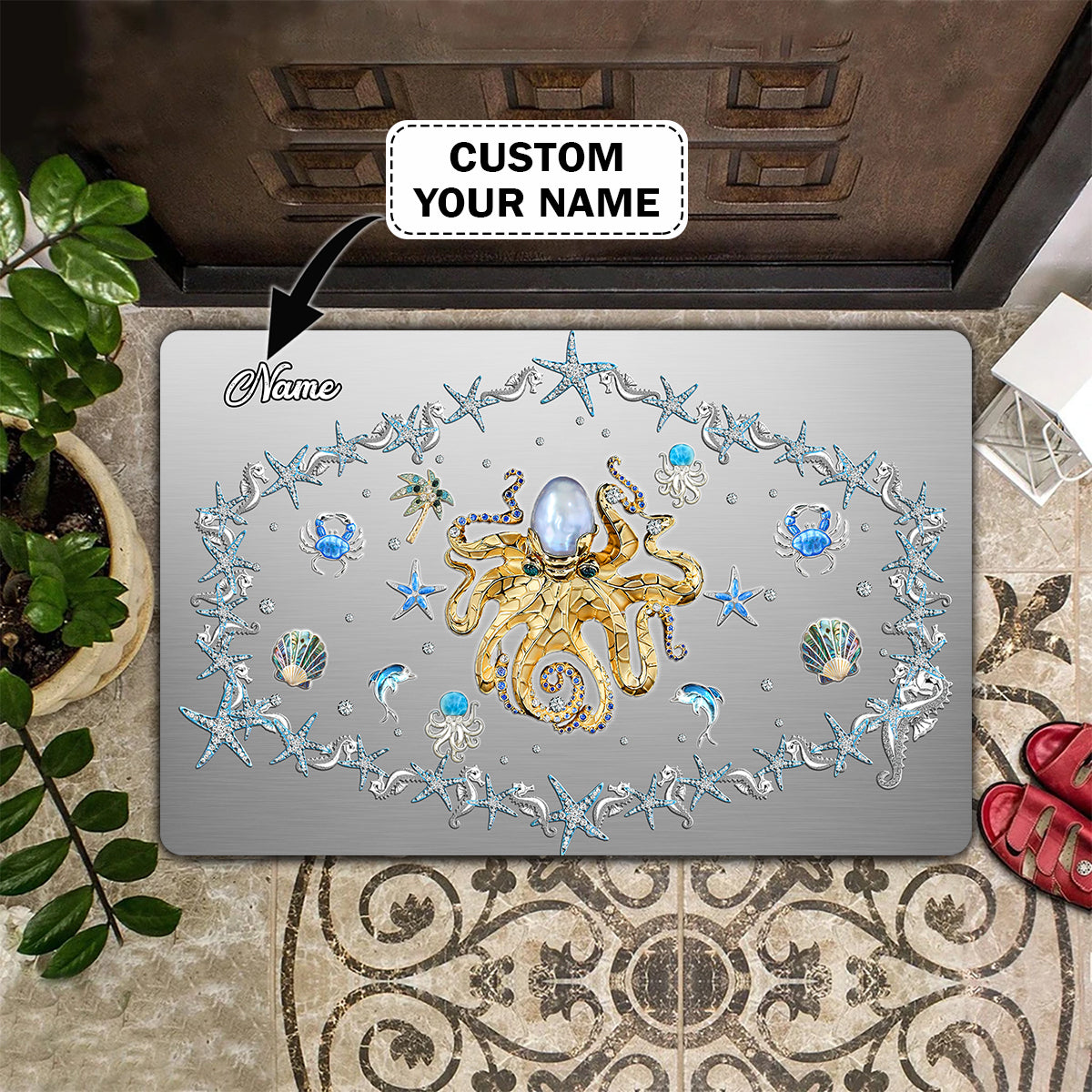 Octopus Doormat – Personalized Name 3D – H2K-H40