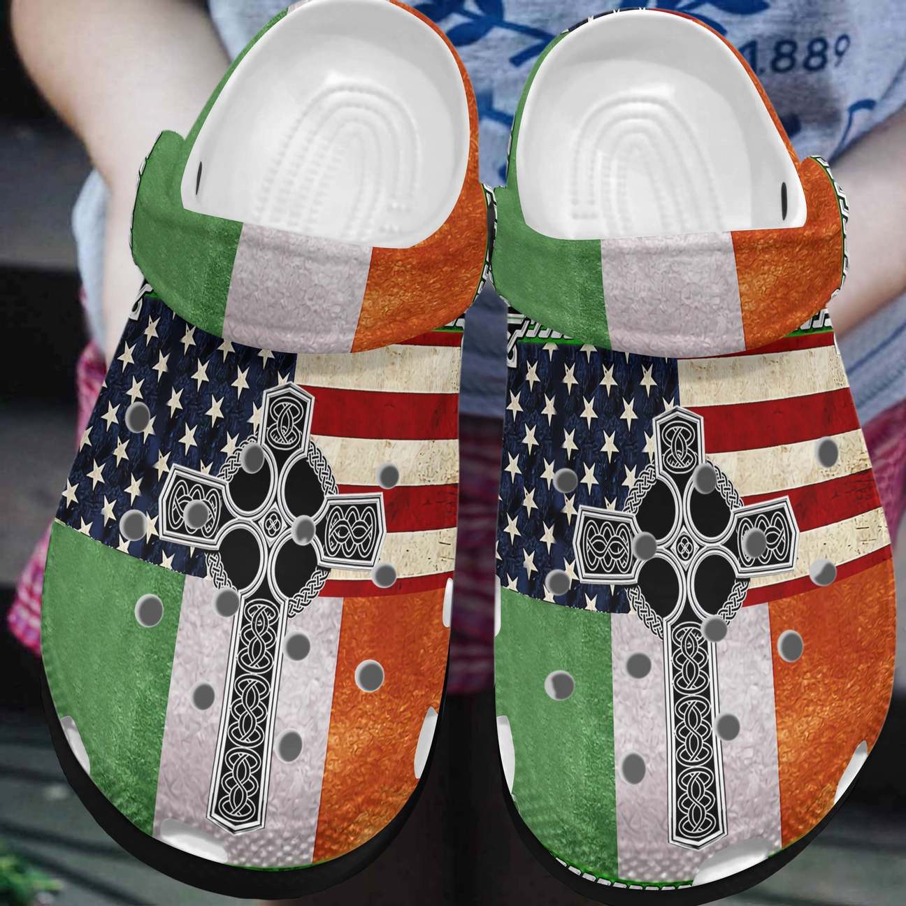 Irish Personalized Clog, Custom Name, Text, Color, Number Fashion Style For Women, Men, Kid, Print 3D Irish Flag