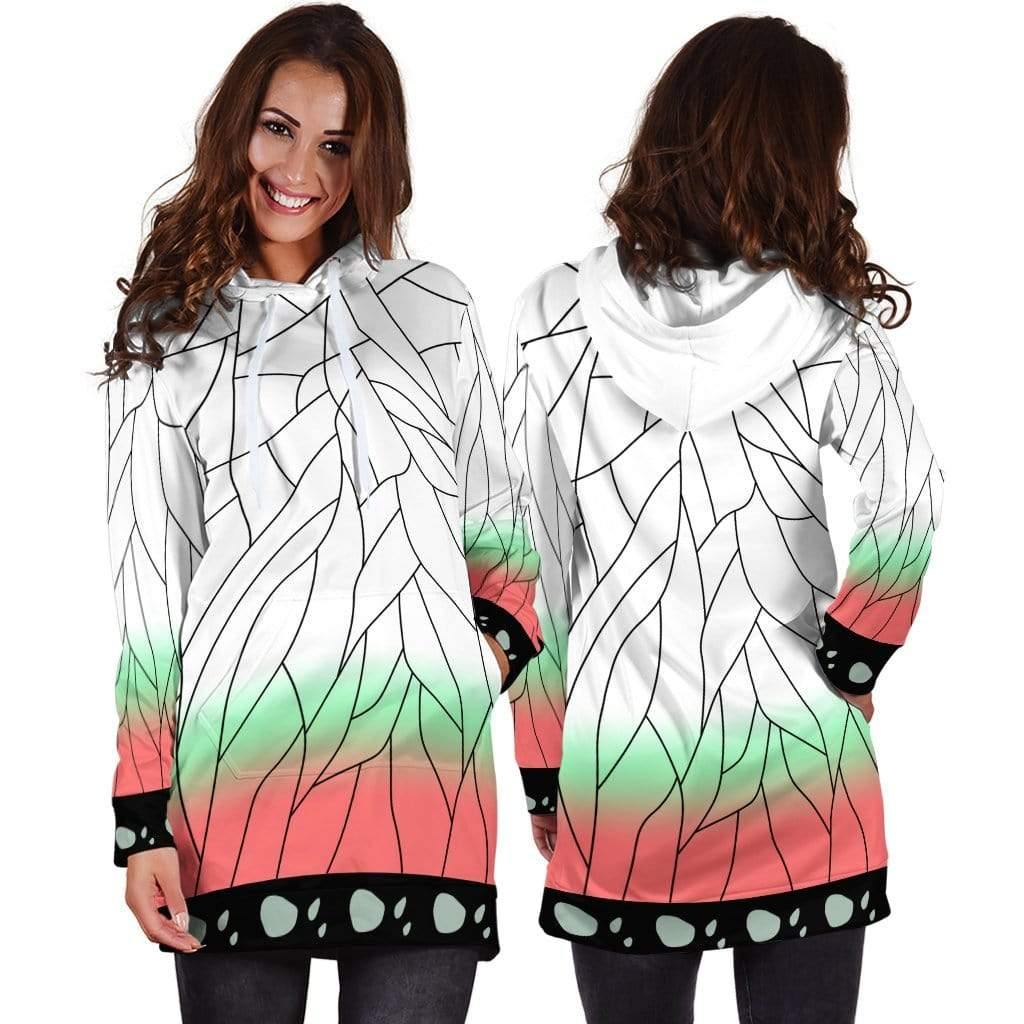 Shinobu Kocho Pattern Custom Anime Demon Slayer Women Hoodie Dress