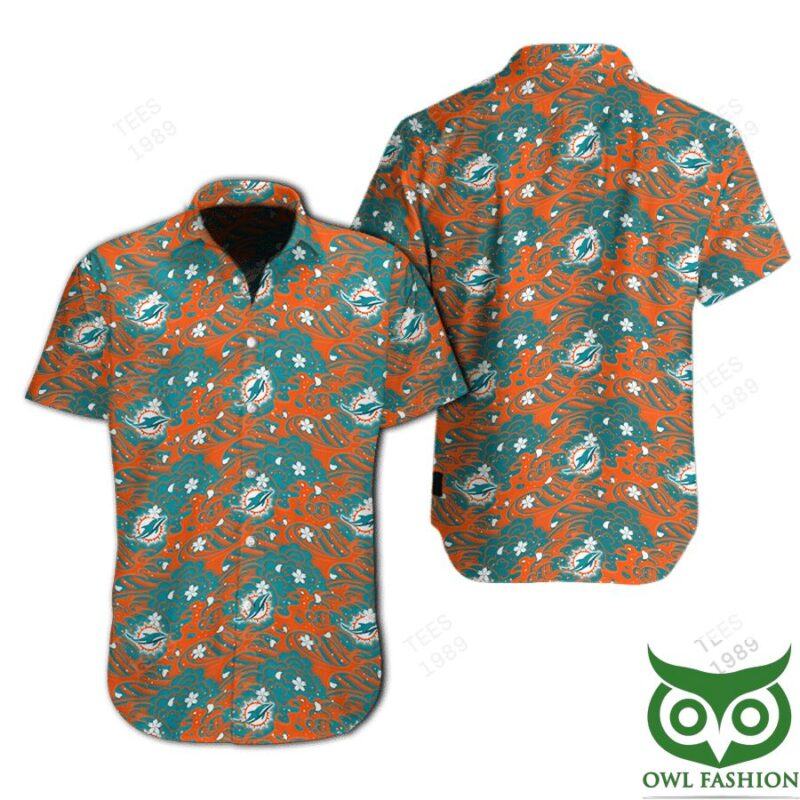 Nfl Miami Dolphins Great Waves Of Japanese Hawaiian Shirt