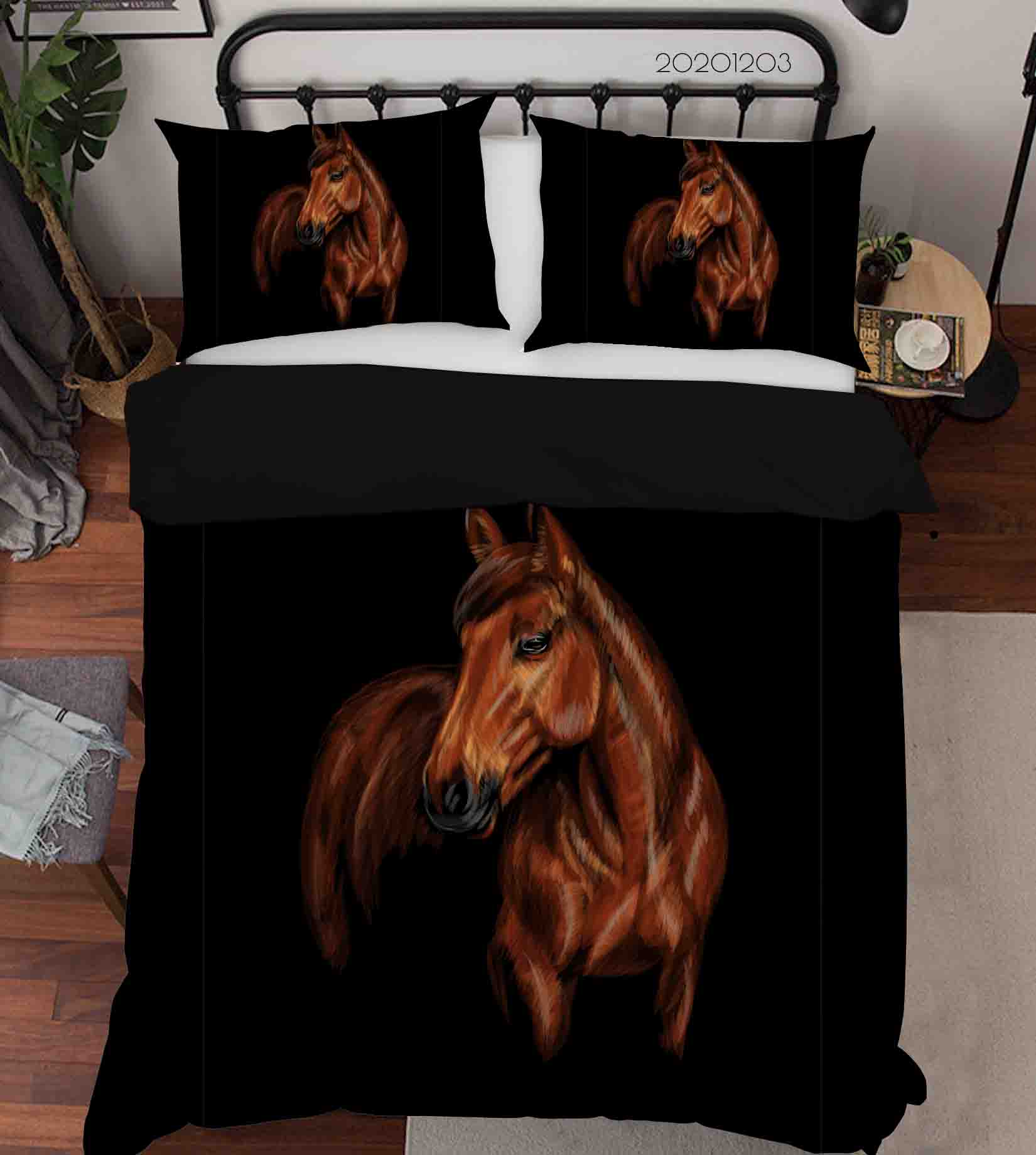 3D Fine Art Horse Animal Black Quilt Cover Set Bedding Set Duvet Cover Pillowcases Lxl