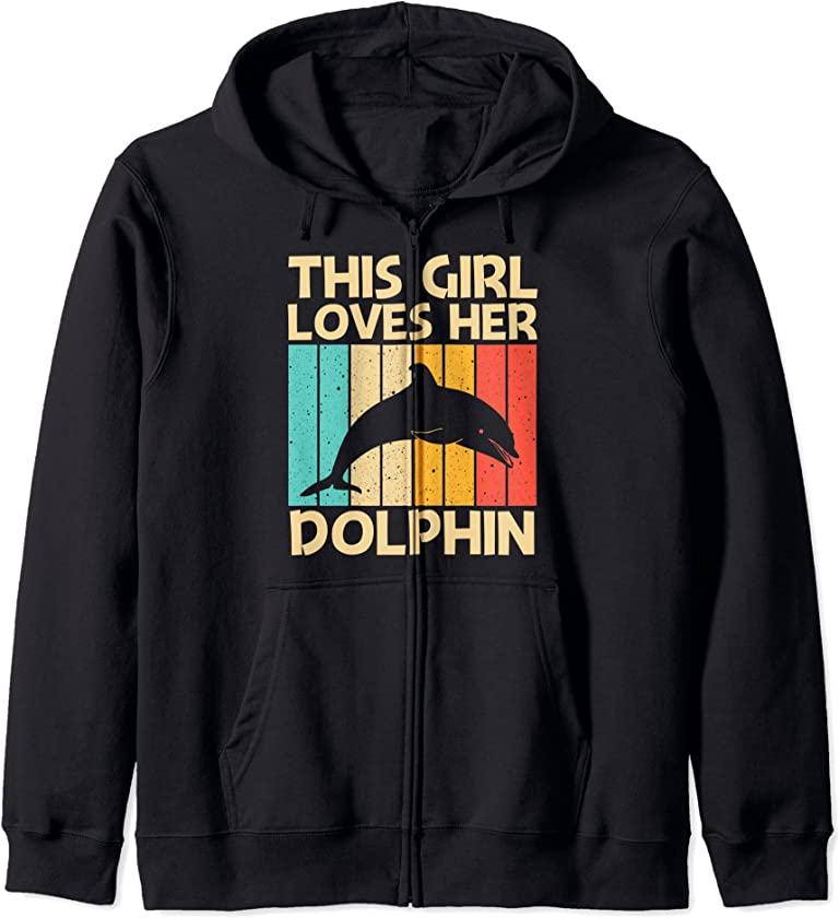 Cool Dolphin For Girls Kids Dolphins Beluga Whale Sea Animal Zip Hoodie